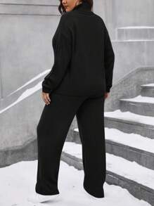 Calvaya Bộ áo len trơn cỡ lớn - màu đen - Xem 2