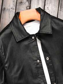 Manfinity Homme Men'S Flap Pocket Denim Jacket - Black - View 3