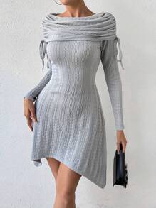 Chiquease Women'S Drawstring Long Sleeve Dress Fall Cloth For Women - Grey - View 1