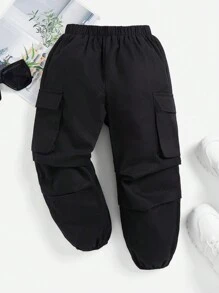 SHEIN Bé trai Lỏng lẻo phù hợp Quần Chạy bộ Với Cargo Túi - màu đen - Xem 3