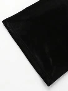 SHEIN Unity 纽扣装饰喇叭裤 - 黑色 - 查看 3