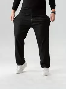 Manfinity Homme Men's Plus Size Denim Pants With Pockets