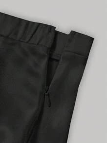 SHEIN MOD 女士多層褶邊短裙 - 黑色 - 查看 4