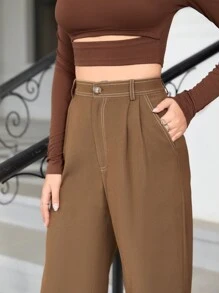 Anewsta Women'S Pleated Pants - Khaki - View 5