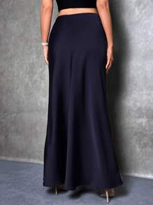 Glamine 纯色高腰长裙，女士长款半身裙，宝蓝色，休闲长裙，适合派对、夜店、度假等场合。 - 寶藍色 - 查看 2