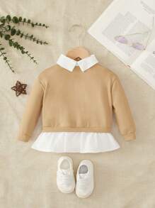 嬰兒女童休閒舒適2合1運動衣 - 卡其色 - 查看 1