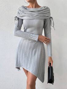 Chiquease Women'S Drawstring Long Sleeve Dress Fall Cloth For Women - Grey - View 6