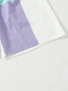 SHEIN Young Girl Casual Sleeveless Top & Shorts Set With Color Block Design - Multicolor - View 5