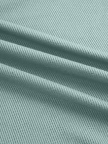 INAWLY Camiseta De Manga Larga Ajustada Con Agujeros De Color Liso Para Mujer Con Canalé