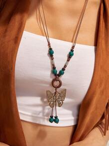 SHEIN VCAY 1pc Vacation Style Fashionable Personalized Necklace - Bronze - View 1