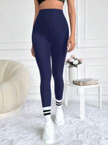RueChic Solid Wideband Waist Leggings - Blue - View 6