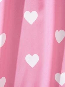 SHEIN Genkimix Kids Vestido De Tirantes Con Volantes Y Dobladillo Con Patrón De Corazón Para Niña - Rosa - Ver 4