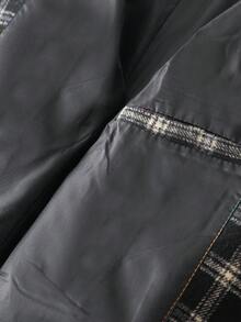 情人節男士格紋翻領西裝外套 - 黑色 - 查看 4