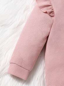 女嬰時尚長袖格紋雲彩印花連身褲 - 粉色 - 查看 4