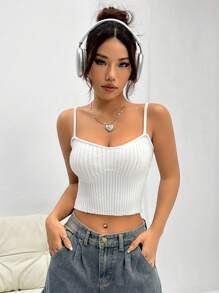 Flirla Solid Color Ribbed Knit Top