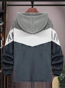 寬鬆男士拼色連帽休閒夾克 - 彩色 - 查看 2