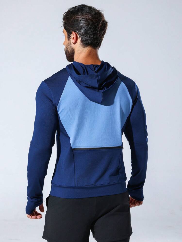 Boyfriend Style Men's Color Block Hooded Sports Sweatshirt Boyfriend Style Men Sweatshirt