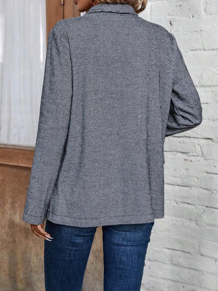Herringbone Pattern Faux Pocket Woolen Fabric