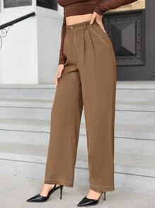 Anewsta Women'S Pleated Pants - Khaki - View 3