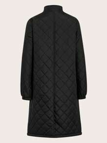 SHEINNeu 女式立领长袖夹棉大衣 - 黑色 - 查看 2