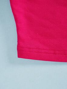 SHEIN EZwear Ladies' Solid Color Tube Top And Letter Print Pants Two Piece Set - Hot Pink - View 5