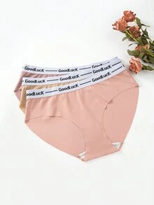 女款無縫三角內褲附英文字母腰帶,6件/包 - 彩色 - 查看 4