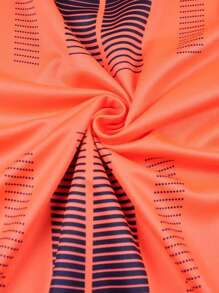 SHEIN Riding Men'S Geometric Pattern Printed Short Sleeve Shirt And Shorts, Soccer Uniform Jersey - Orange - View 5