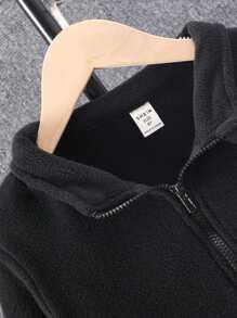 SHEIN Tween Boys' Solid Color Sweatshirt And Pants Tracksuit With Big Pocket For Autumn And Winter - Black - View 4