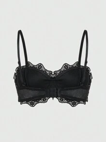 ROMWE Grunge Punk Bralette de lencería con diseño de encaje y terciopelo, con sujetador con aros y colgante con forma de murciélago