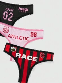 ROMWE Street Life 3pcs/Set Girls' Letter Printed Underwear Set - Multicolor - View 2