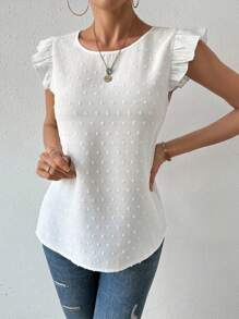 Chiquease Blouse À Encolure Ronde À Volants