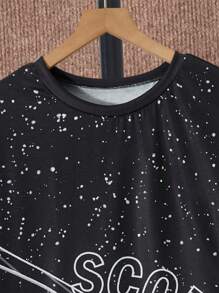 2pcs/Set Teen Boys' Soccer Ball & Letter Print T-Shirt And Shorts