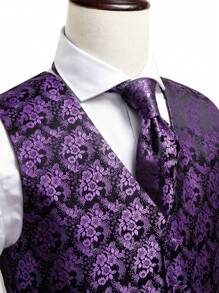 Men Plus Size All-Over Button Placket Suit Vest