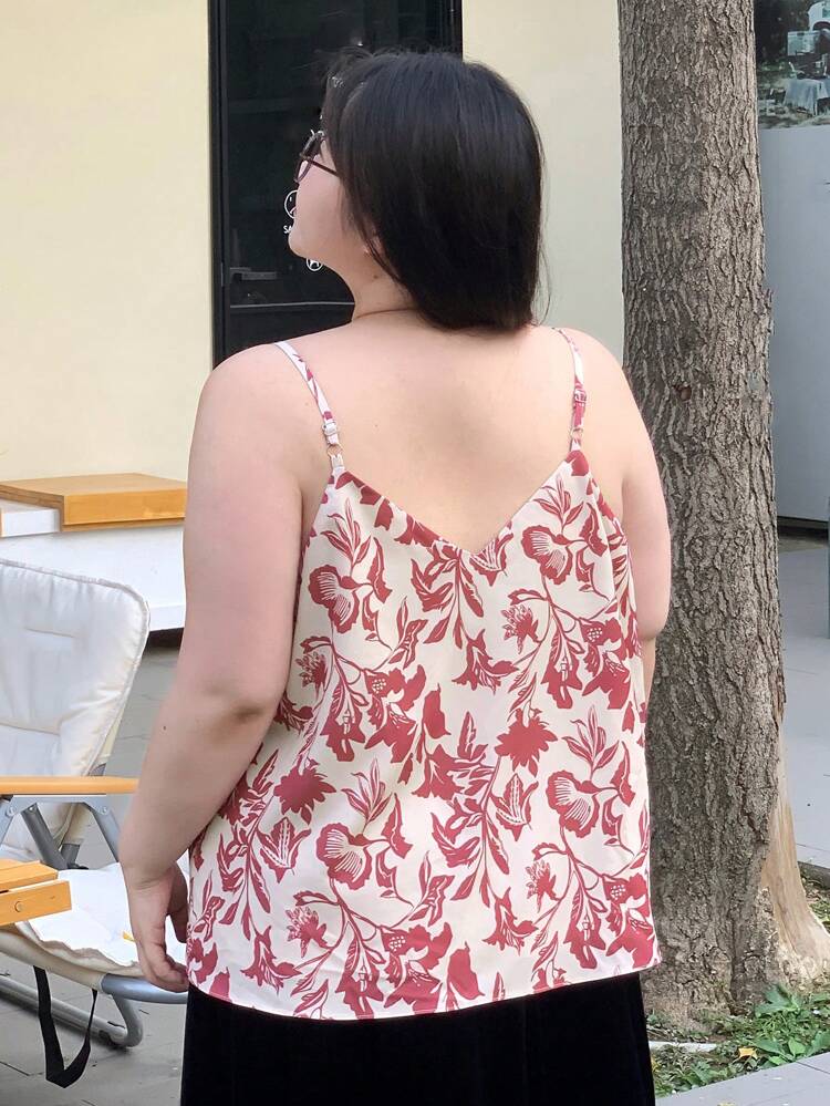 Dazy Plus Plus Size Women's Floral Print Camisole Top Babydoll Top,Boho Tops Vacation Outfits Women
