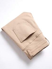 青少年男孩彈性破洞牛仔褲 - 杏色 - 查看 3