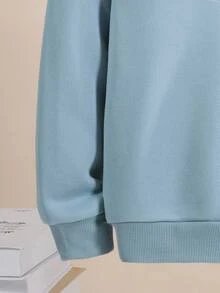 SHEIN 青少年男孩撞色卫衣 - 藍色 - 查看 4