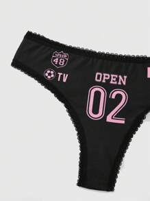 ROMWE Street Life 3pcs/Set Girls' Letter Printed Underwear Set - Multicolor - View 4