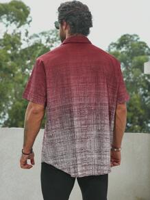 Manfinity Homme 男士大碼漸變印花短袖襯衫 - 紅色 - 查看 2