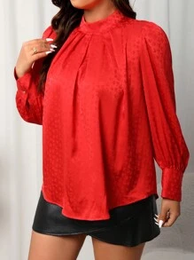 SHEIN Clasi Damski Rozmiar Plus Stójka Rękaw latarnia Bluzki