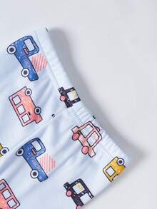 SHEIN 嬰兒男童卡通車印花修身睡衣套裝 - 藍色 - 查看 4