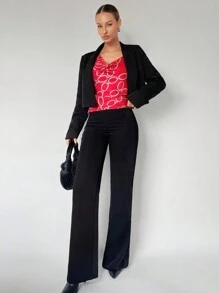 BizChic Ladies' Asymmetrical Shoulder Chain Print Sleeveless Halter Top - Multicolor - View 4