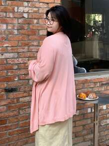 Dazy Plus Của phụ nữ Tay áo lồng đèn Áo len Mở - Hồng - Xem 2