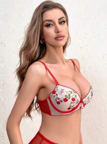 Sutien pentru lenjerie de corp brodat cu sârmă pentru femei (Ziua Îndrăgostiților)
