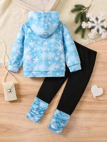 SHEIN Nhỏ bé Cô gái Hoạt hình In áo có mũ Dễ thương 2 mảnh Bộ - Nhiều màu - Xem 2