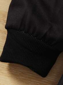 Toddler Boys' Casual Hooded Sweatshirt With Feather Pattern Print, Matched With Solid Color Jogger Pants - Multicolor - View 6