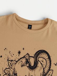 SHEIN EZwear 女士加大碼骷髏蛇紋印花長袖衛衣