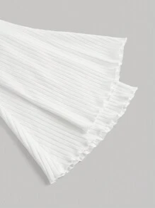 SHEIN MOD 大尺碼女士露肩波浪袖t恤 - 白色 - 查看 4