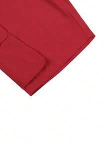 Manfinity Homme Men's Solid Color Drawstring Waist Cargo Shorts Plain Dark Red - Red - View 6