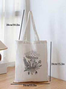 Tatiana Trad Art Bolsa Tote De Compras De Lona Con Patrón De Estampado De Hongos - Blanco - Ver 3