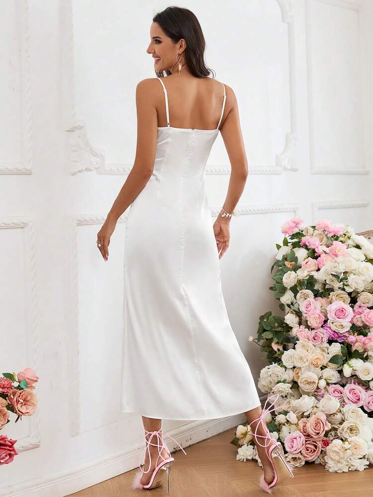 Women'S Patchwork Lace Spaghetti Strap Dress